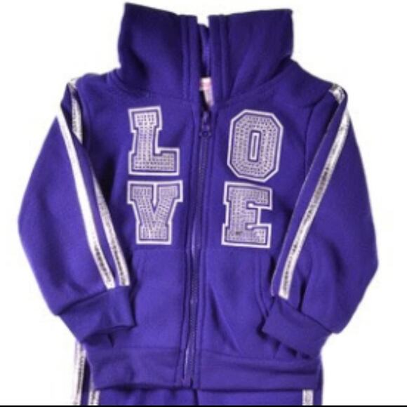 TEDDY BOOM Purple Girls 2T NWT Sparkle LOVE Zipper Hoodie Sweatpants NEW Gift - Picture 8 of 10
